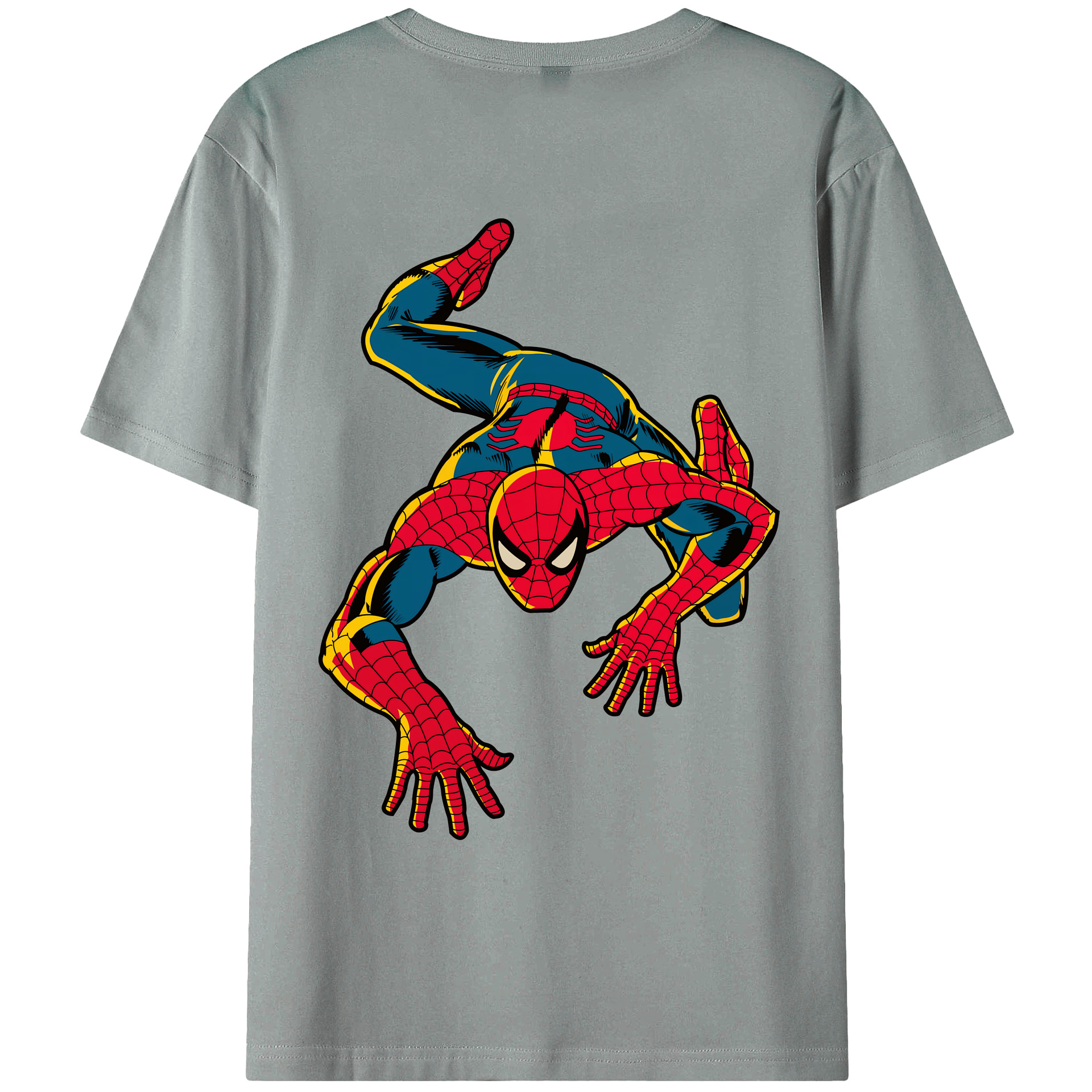 （画像用） Spider Man スパイダーマン 綿100％ メンズ半袖Tシャツ（バックプリント） 通気性